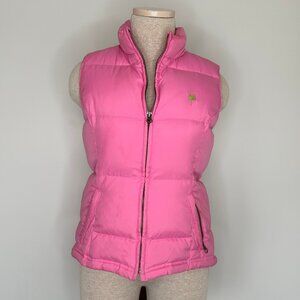 Lilly Pulitzer Women's Vintage Puffer Vest Quilted Down Insulated Pink Size XS
